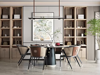 New Chinese Dining Table and Chair Combination 3d model
