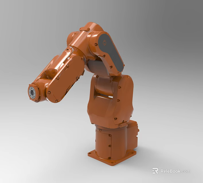 Orange Industrial Robot Mechanical Arm for Manufacturing Automation Machinery System 3d model 
