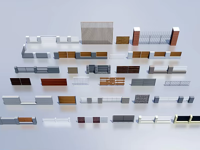 Modern Feature Wall Design With Various Material Panels And Slatted Patterns 3d model