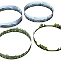 Artistic Decorative Rings Featuring Mountain City Skyline And Forest Landscapes