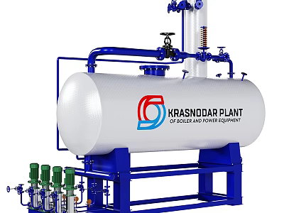 Krasnodar Plant Boiler Power Equipment Industrial Tank With Pipes And Valves 3d model