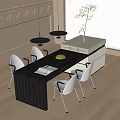 Modern Dining Table and Chair Combination Island Table Dining Table and Chair Chandelier 3d model