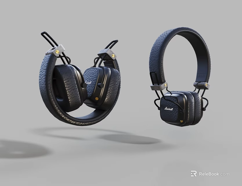 Modern Over Ear Leather Headphones With Comfortable Ear Cups And Metal Accents Design 3d model 
