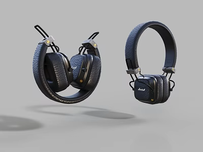 Modern Over Ear Leather Headphones With Comfortable Ear Cups And Metal Accents Design 3d model