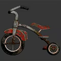 Children's Red Rusty Tricycle With Classic Design And Retro Features For Kids