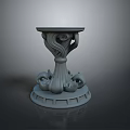 Gray Decorative Base 3D Model With Intricate Scroll And Floral Carvings On Dark Background
