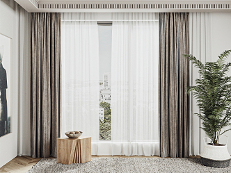 modern curtain gauze curtain 3d model