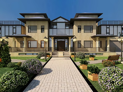 European-style double-family villa villa appearance 3d model