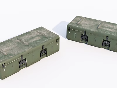Two Green Heavy Duty Storage Boxes With Metal Latches And Durable Surface 3d model