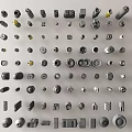 Assorted Hardware Tools Display With Screws Bolts Nuts Washers And Metal Fasteners 3d model