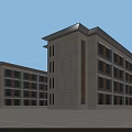 Modern Multi Story School Building With Large Windows And Light Colored Facade 3d model