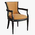 Classic Accent Chair with Orange Upholstery and Black Ornate Frame Details