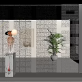 Modern Interior Glass Partition Design With Transparent Panels And Potted Green Plant
