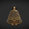 Ancient Egyptian Golden Pharaoh Headdress With Intricate Black Decorations Red Gemstones And Geometric Patterns