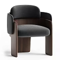 Modern Leisure Chair With Black Upholstered Seat And Walnut Wooden Frame