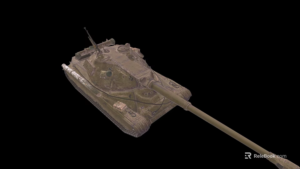 3D Render of Military Tank with Long Barrel and Camouflage Exterior Design 3d model 