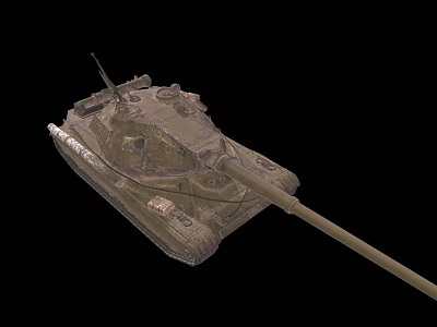 3D Render of Military Tank with Long Barrel and Camouflage Exterior Design 3d model