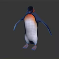 Red Headed Penguin With Black Back White Belly And Orange Webbed Feet 3d model