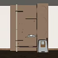 Wooden Cat Tree With Circular Holes Shelves And Litter Box For Pet