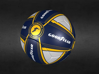 Goodyear Brand Blue Yellow White Striped Soccer Ball With Logo Design 3d model