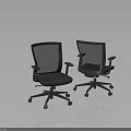 Black Office Chairs With Mesh Back Armrests And Five Star Wheel Base 3d model
