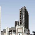 Modern Office Building Complex With Multiple Towers And Commercial Plaza Space