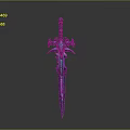 Ornate Fantasy Sword With Blue Glowing Details And Intricate Metallic Design