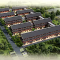 Ancient Traditional Architecture Complex With Neatly Arranged Buildings And Lush Greenery