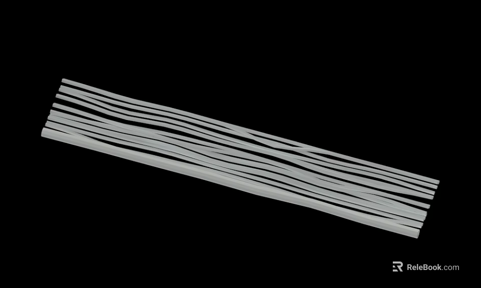 White Slender Strips Arranged On Black Background For Crafts Or Decorations 3d model 