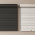 Modern Black and White Roller Shutters with Vertical Stripes on Beige Background 3d model