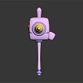 Cute Pink Cartoon Hammer with Rabbit Ears Blush Cheeks and Yellow Cone Ends