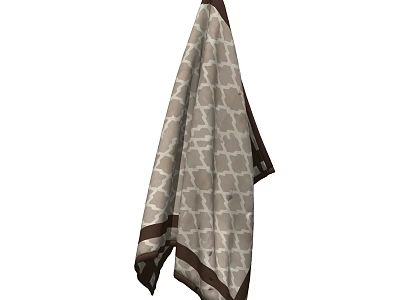 Beige Towel Featuring Brown Geometric Pattern And Decorative Border Hanging 3d model