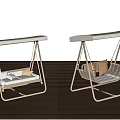 Modern Swing Chairs With Metal Frame White Canopy And Cushioned Seats