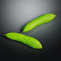 Fresh Green Bitter Melons on Black Background with Vibrant Color and Smooth Texture