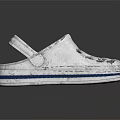 White Casual Slip On Shoes With Perforated Design Blue Stripes And Rubber Sole