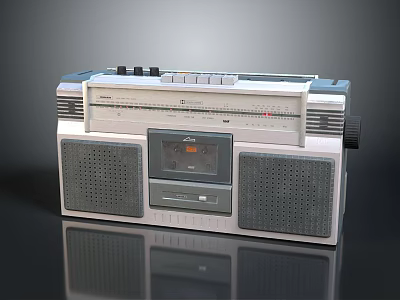 Retro Audio System Vintage Radio Cassette Player with Dual Speakers Classic Design 3d model