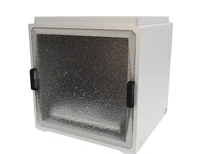 White Storage Container With Silver Reflective Interior And Black Handles 3d model