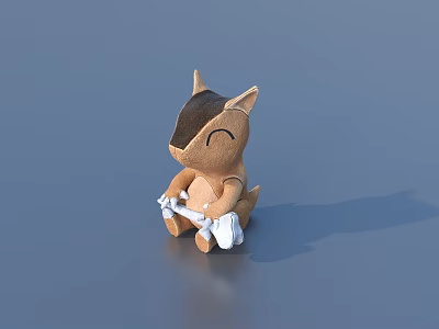 Cute Brown Stuffed Squirrel Toy Sitting And Holding White Small Item 3d model