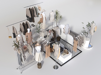 Women's clothing store clothes beautiful Chen women's model window display 3d model