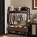 Stylish Clothing Rack with Hanging Shirts T-shirts Storage Boxes Handbag and Bottom Shelf