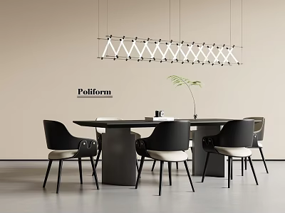 Modern Italian Dining Table and Chair Long Table Dining Table and Chair Combination Dining Chair Chandelier Mazar Lamp 3d model