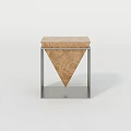 Minimalist Modern Stool With Wooden Top And Metal Triangular Frame Design 3d model