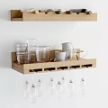 Wooden Wine Cabinet With Hanging Glasses And Glassware Storage Shelf Design