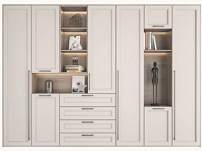 Modern White Decorative Cabinet With Drawers Open Shelves And Decorative Items 3d model