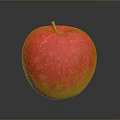 Fresh Red and Yellow Apple with Glossy Skin on Dark Background and Shiny Reflection