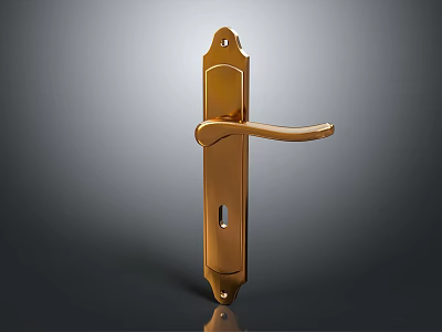 Golden Metal Door Handle With Elegant Design And Curved Lever For Modern Home Use 3d model