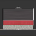 Traditional Red Barn Building With Gray Roof Arched Design White Windows And Wooden Door
