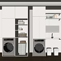 Modern White Bathroom Cabinet Shelf with Washing Machines Storage Baskets and Shelves