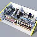 Bird's Eye View Of Modern Retail Store Interior With Display Shelves And Counter Layout Design
