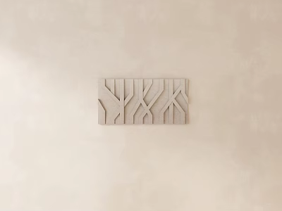 Modern Carved Decorative Panel on Light Background Wall with Geometric Lines and Interlaced Patterns 3d model